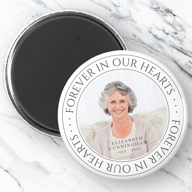 Forever In Our Hearts Memorial Elegant Photo Magnet (Creator Uploaded)
