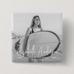 Forever in our Hearts Memorial Funeral Photo 15 Cm Square Badge