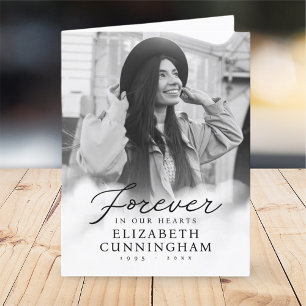 Forever in our Hearts Memorial Modern Photo Thank You Card