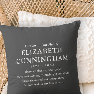 Forever In Our Hearts Memorial Modern Simple Quote Cushion