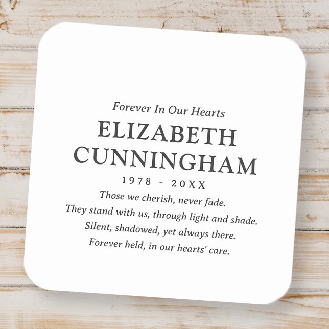 Forever In Our Hearts Memorial Modern Simple Quote Square Sticker (Creator Uploaded)