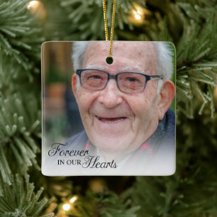 Forever In Our Hearts Memorial Photo Ceramic Ornament