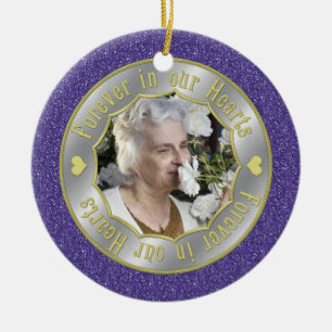 Forever in our Hearts Memorial Photo Christmas Ceramic Tree Decoration