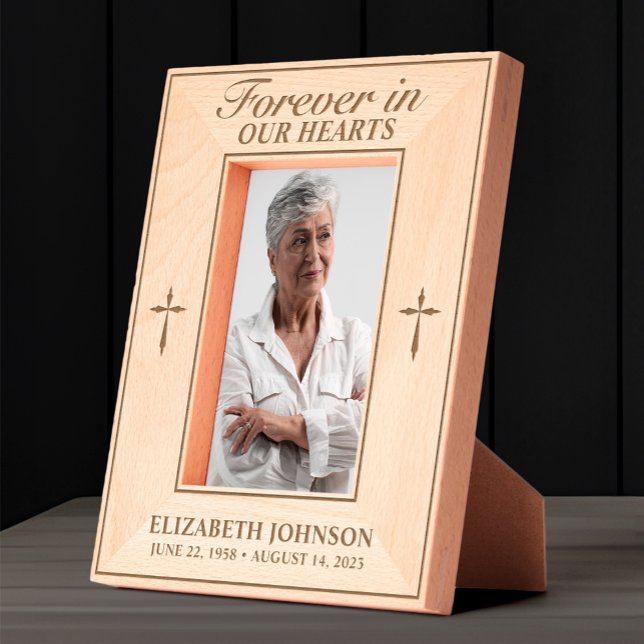 Forever in Our Hearts Memorial Photo Cross Etched Frames (Creator Uploaded)