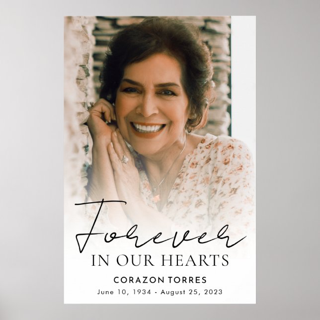 Forever in Our Hearts Memorial Photo Funeral Poster (Front)