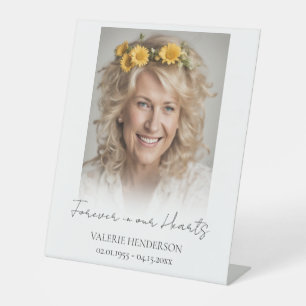 Forever in our Hearts Memorial Photo Pedestal Sign