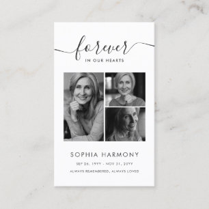 Forever in Our Hearts Memorial Photo Prayer Card