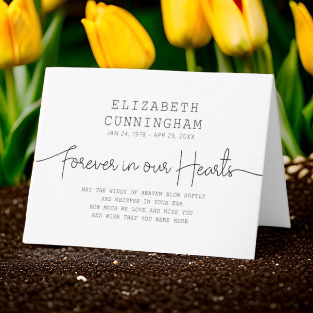 Forever In Our Hearts Memorial Simple Modern Quote Card (Creator Uploaded)