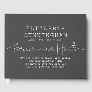 Forever In Our Hearts Memorial Simple Modern Quote Guest Book