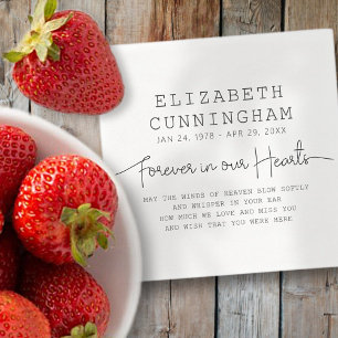Forever In Our Hearts Memorial Simple Modern Quote Napkin