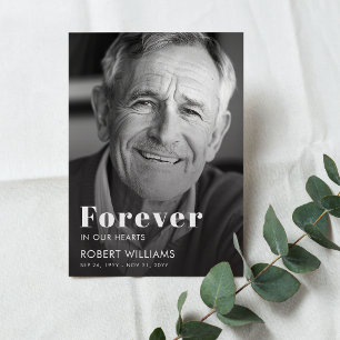 Forever In Our Hearts Memory Modern Photo Funeral Invitation