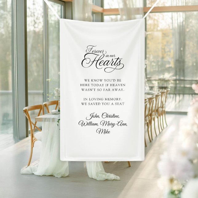 Forever in our Hearts! Modern Calligraphy Wedding Banner (Forever in our Hearts! Modern Calligraphy Custom Wedding Banner with place for your text & names.)