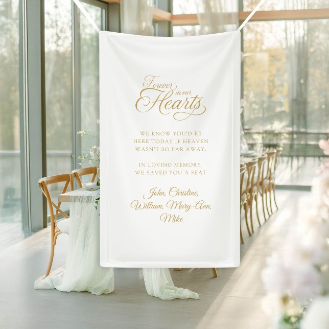Forever in our Hearts! Modern Calligraphy Wedding Banner (Forever in our Hearts! Modern Calligraphy Custom Wedding Banner with place for your text & names.)