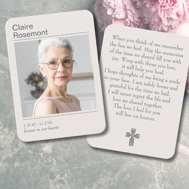 Forever In Our Hearts Modern Cross Prayer Card (Forever In Our Hearts Modern Cross Prayer Card
)