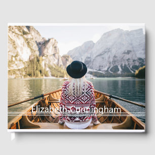 Forever in our Hearts Modern Lines Photo Memorial Guest Book