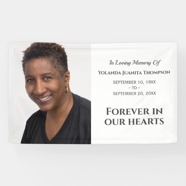Forever In Our Hearts Modern Memorial Custom Photo Banner (Horizontal)