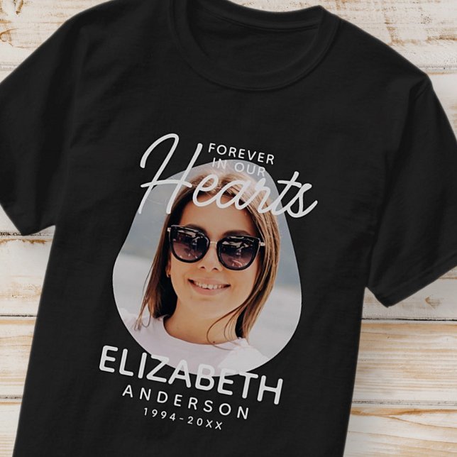 Forever in our Hearts Modern Memorial Custom Photo T-Shirt (Creator Uploaded)