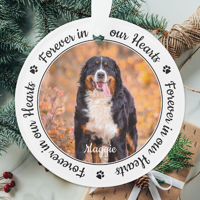 Forever in our Hearts Modern Picture Dog Memorial Ornament (Creator Uploaded)