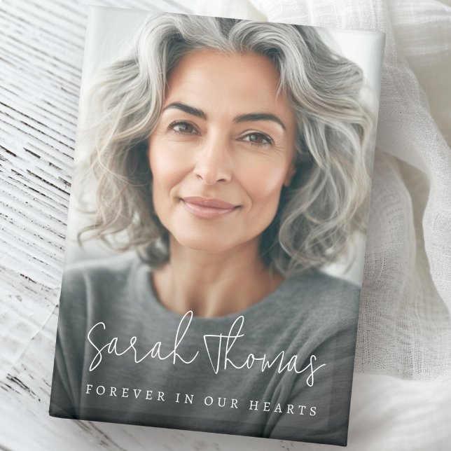 Forever in our hearts modern script name memorial magnet (Forever in our hearts modern script name memorial magnet)