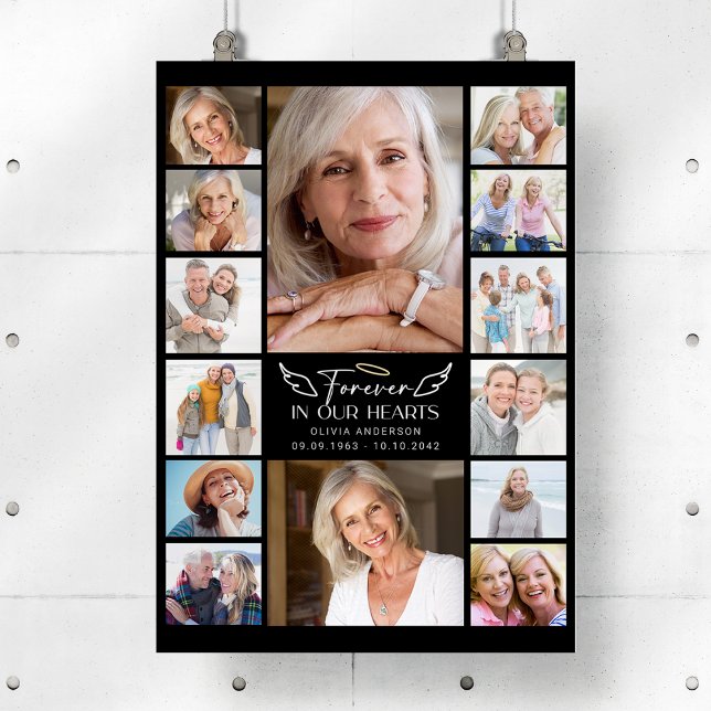 Forever in Our Hearts Multi Photo Collage Memorial Poster (Creator Uploaded)