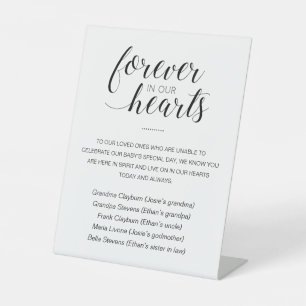 Forever In Our Hearts Names Memorial Baby Shower Pedestal Sign