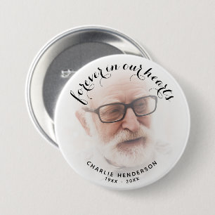 Forever In Our Hearts Or Custom Text Photo Tribute 7.5 Cm Round Badge