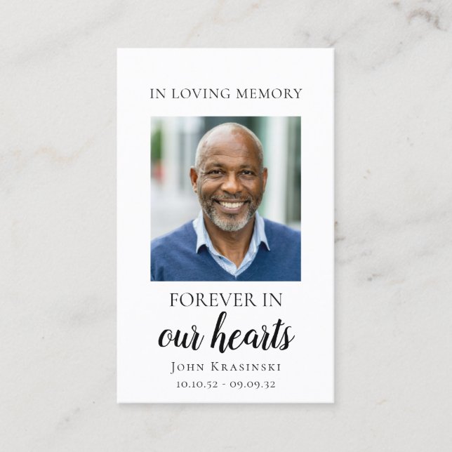 Forever in our hearts personalised funeral card (Front)