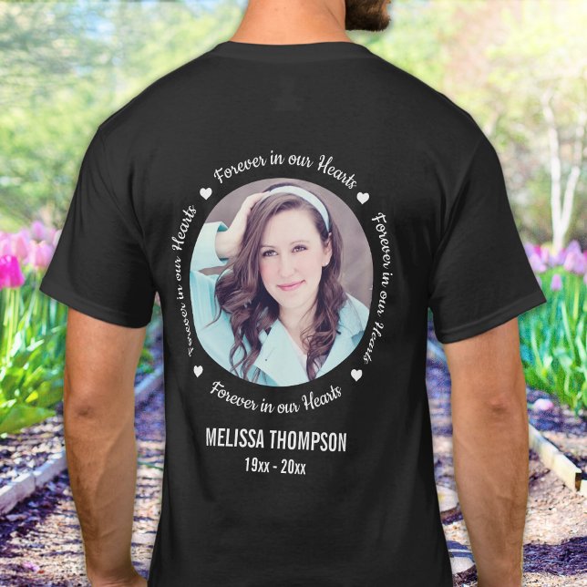 Forever in our Hearts Personalised Photo Memorial  T-Shirt (Creator Uploaded)