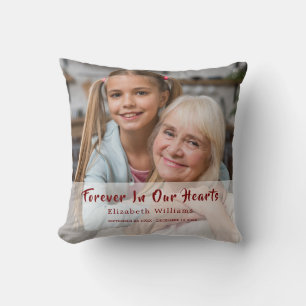 Forever In Our Hearts  Personalized Memorial Photo Cushion