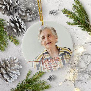 Forever In Our Hearts Personalized Photo Memorial Ceramic Tree Decoration