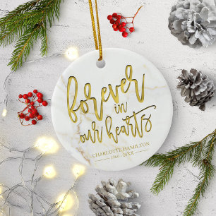 Forever In Our Hearts Personalized Photo Memorial Ceramic Tree Decoration