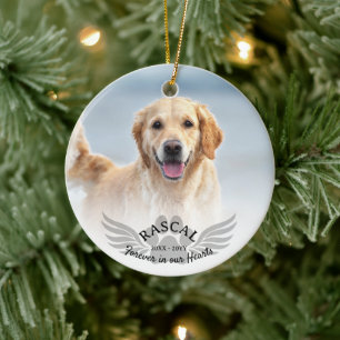 Forever in our Hearts Pet Memorial Dog 2 Photo Ceramic Tree Decoration