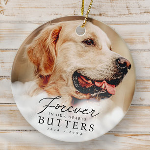 Forever in our Hearts Pet Memorial Modern Photo Ceramic Tree Decoration