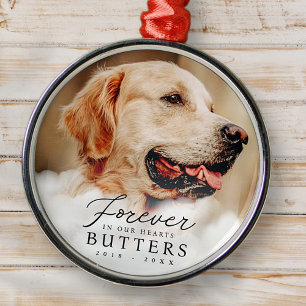 Forever in our Hearts Pet Memorial Modern Photo Metal Tree Decoration