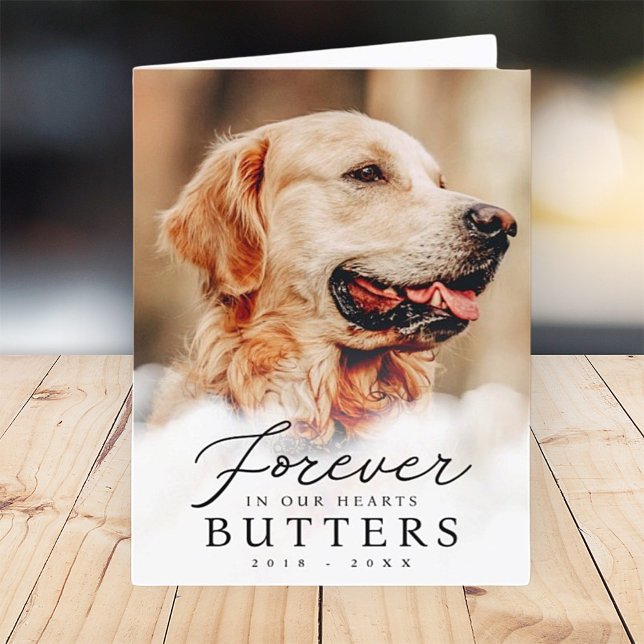 Forever in our Hearts Pet Memorial Modern Photo Thank You Card (Creator Uploaded)