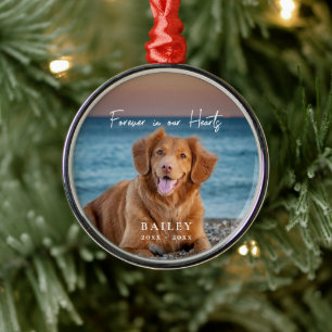 Forever in our Hearts Pet Memorial Name Photo Metal Tree Decoration