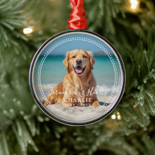 Forever in our Hearts Pet Memorial Name Photo Metal Tree Decoration
