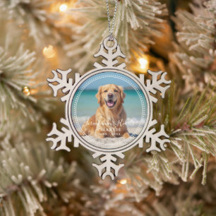 Forever in our Hearts Pet Memorial Name Photo Snowflake Pewter Christmas Ornament
