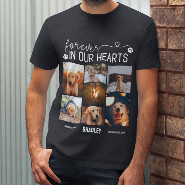 Forever In Our Hearts Pet Memorial Photo Collage T-Shirt (Creator Uploaded)