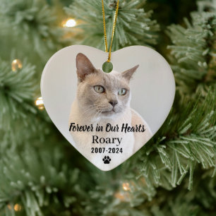 Forever in Our Hearts Pet Memorial Photo Keepsake Ceramic Tree Decoration