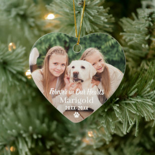 Forever in Our Hearts Pet Memorial Photo Keepsake Ceramic Tree Decoration