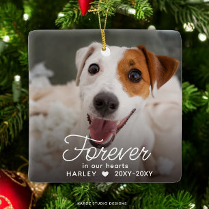 Forever In Our Hearts Pet Photo Keepsake Memorial Ceramic Ornament