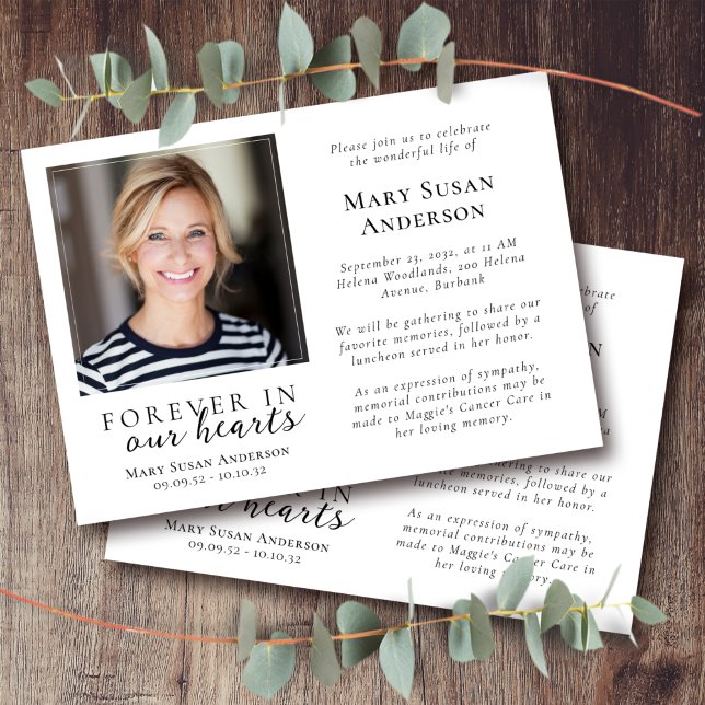 Forever in Our Hearts Photo Funeral Invitation (Creator Uploaded)
