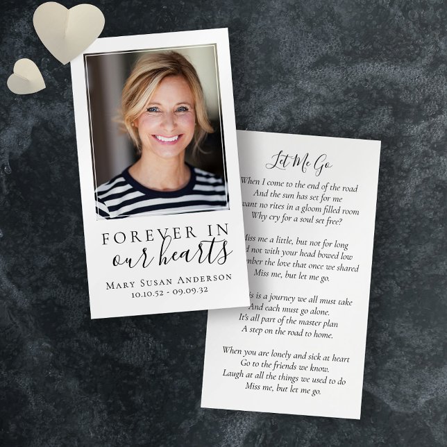 Forever in Our Hearts Photo Funeral Memorial Card (Creator Uploaded)