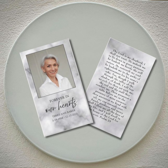 Forever in Our Hearts Photo Funeral Memorial Card  (Creator Uploaded)