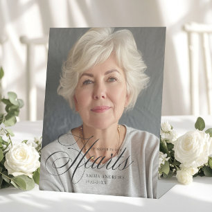 "Forever in Our Hearts" Photo Funeral Memorial  Pedestal Sign