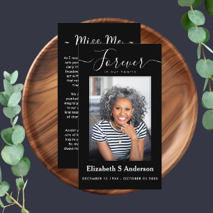 Forever in Our Hearts Photo Funeral Prayer Business Card