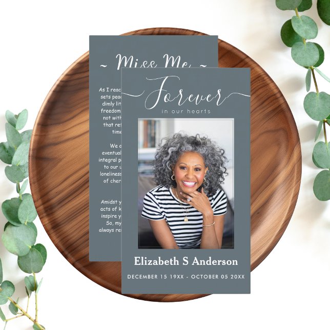 Forever in Our Hearts Photo Funeral Prayer Business Card (Creator Uploaded)