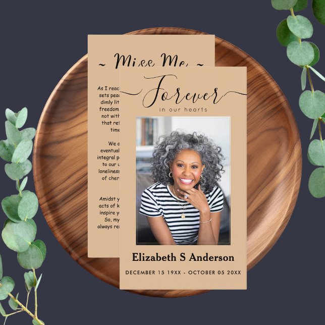 Forever in Our Hearts Photo Funeral Prayer Business Card (Creator Uploaded)