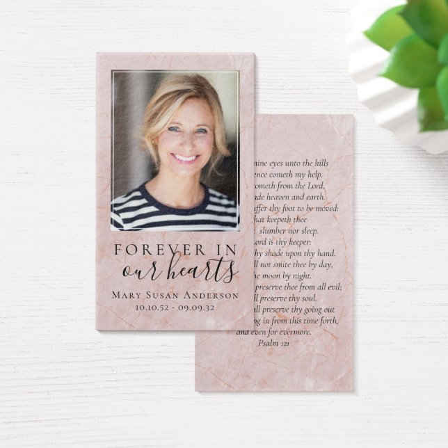 Forever in Our Hearts Photo Funeral Prayer Card (Desk)